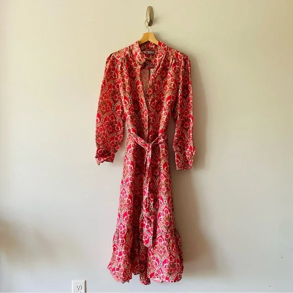 New Zara Linen Floral Button Down Size Medium Midi Dress - Picture 3 of 10